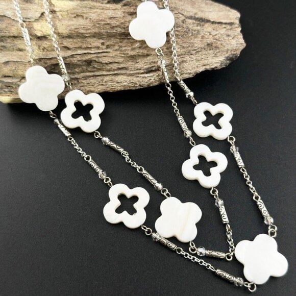 BRIGHTON MOP CLOSED/OPEN CLOVER QUADRAFOIL ALHAMBRA CRYSTALS 42" L. NECKLACE F - Picture 6 of 7